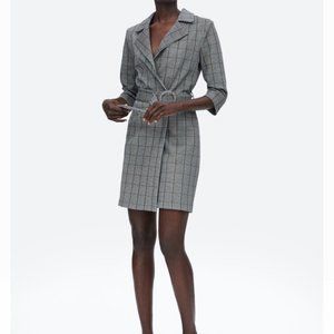 ZARA Plaid Dress(White+Black, US L)